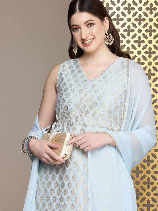 Dhiyona PD Women Woven Design Regular Jashn Kurta With Sharara & With Dupatta