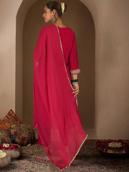 Women Paisley Yoke Design Regular Kurta with Trousers & With Dupatta