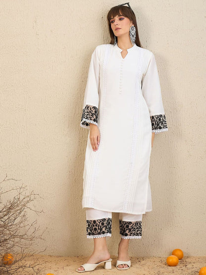 Dhiyona IE Mandarin Collar Straight Tunic With Trousers