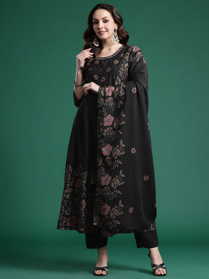 Dhiyona IE Floral Printed Pure Cotton Kurta with Trousers & Dupatta