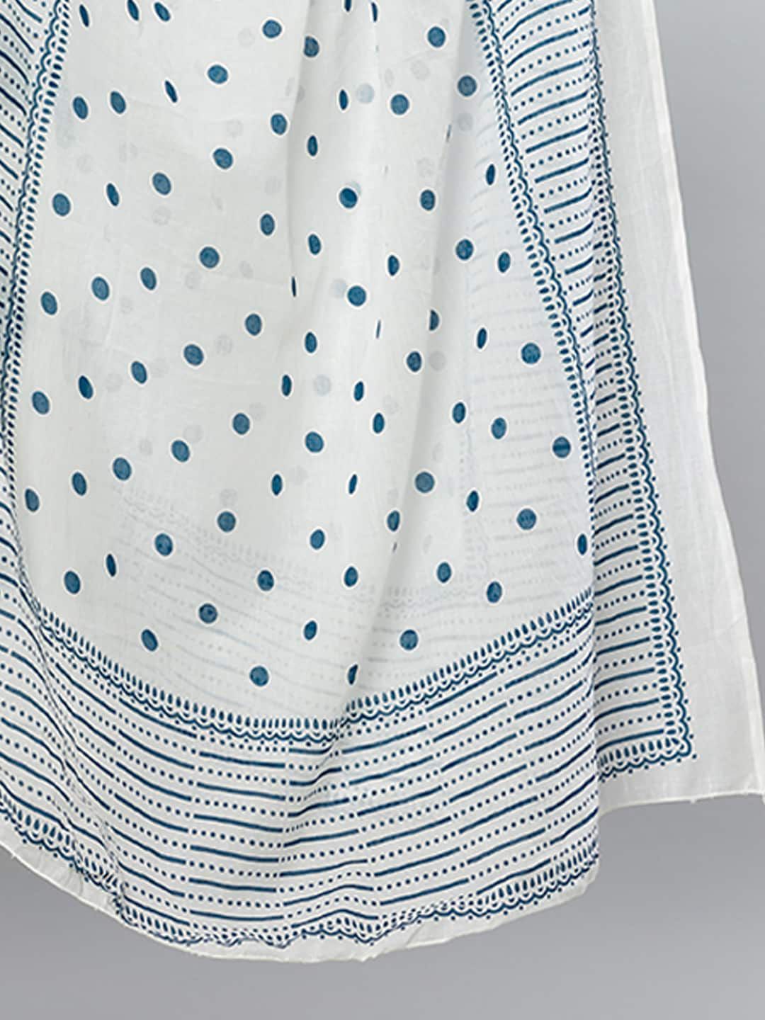 Dhiyona IE Women Printed Regular Beads and Stones Pure Cotton Kurta Trousers & Dupatta