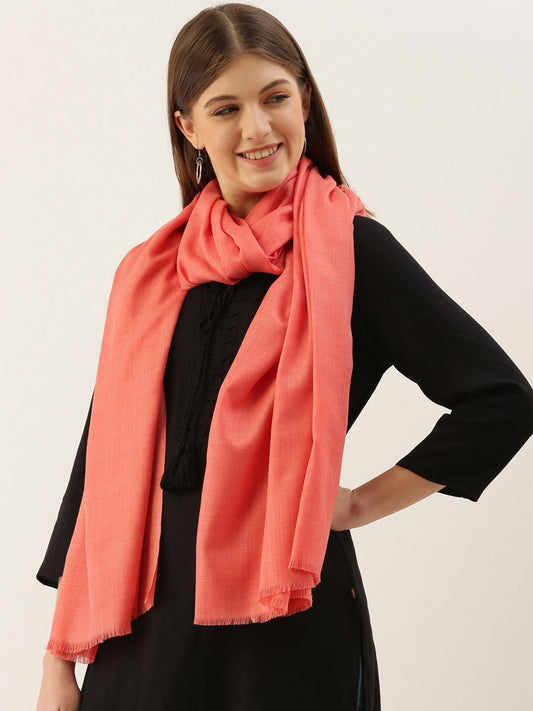 Dhiyona PA Women Pink Solid Shawl