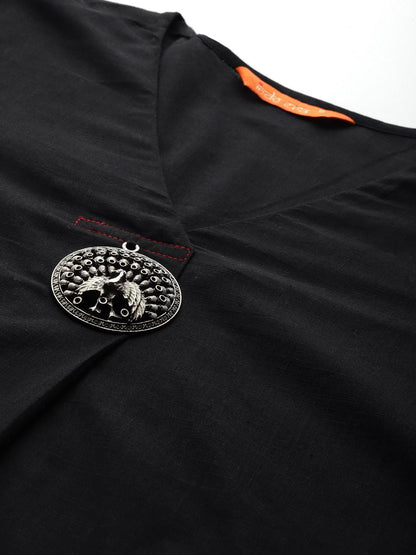 Dhiyona IE Floral Embroidered Pure Cotton Kurta with Trousers