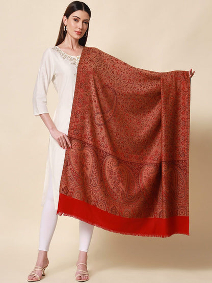 Dhiyona PA Women Red & Brown Woven-Design Jamawar Shawl