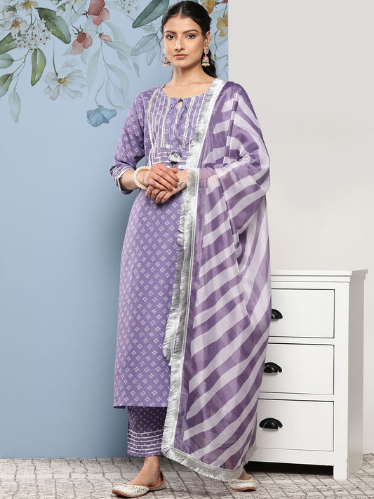 Dhiyona VA Women's Bandhani Printed Kurta With Trousers & Dupatta