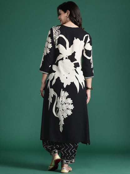 Dhiyona IE Floral Printed Kurta with Salwar with Sequinned Detail