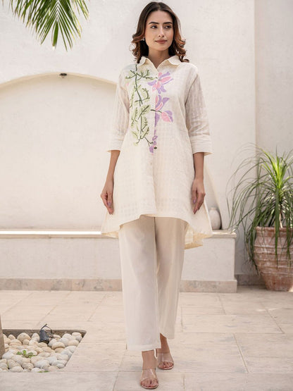 Women Floral Printed Regular Pure Cotton A-Line Kurta with Trousers