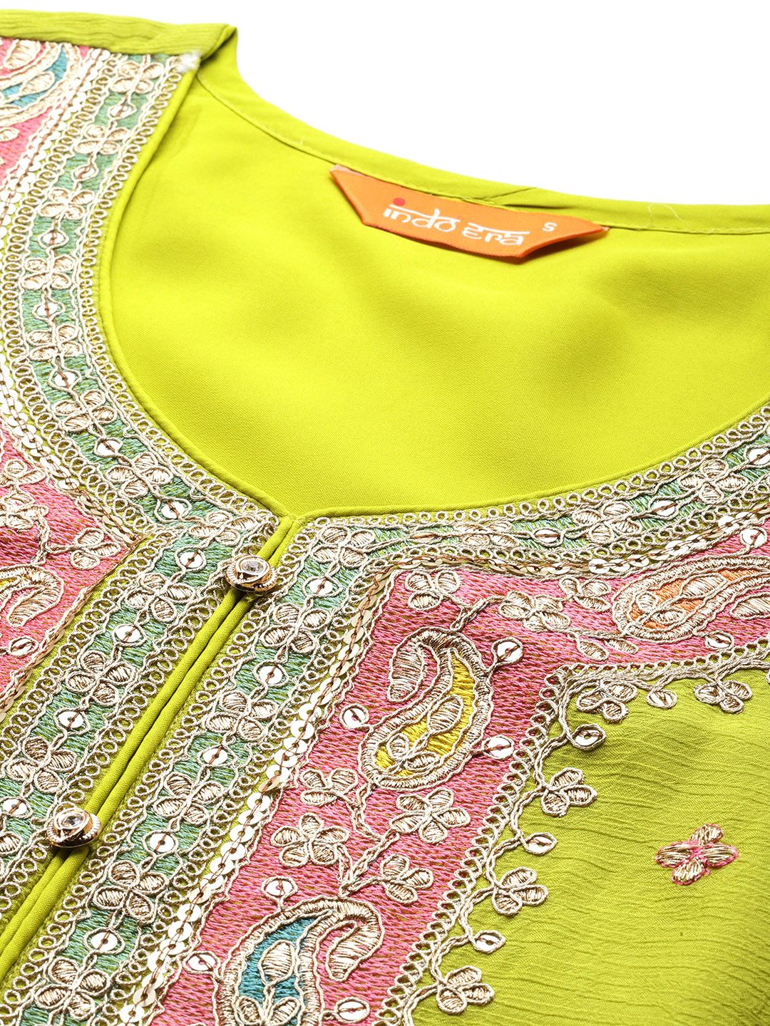 Paisley Embroidered Sequinned Kurta with Palazzos & With Dupatta