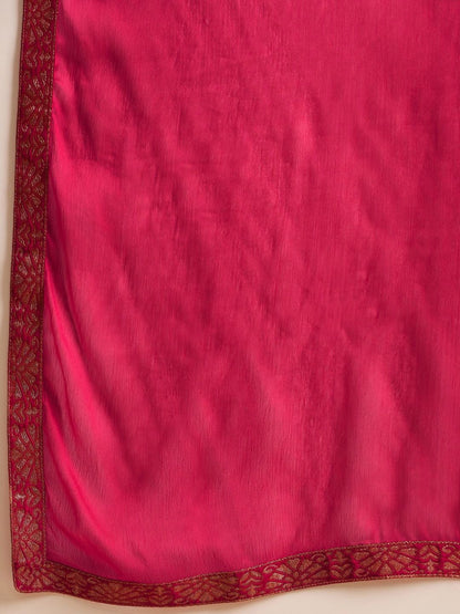 Dhiyona PD Women Floral Woven Design Kurta With Trouser And Dupatta Set