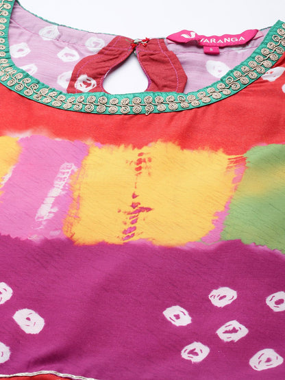 Dhiyona VA Women's Multicoloured Bandhani Printed Kurta with Salwar