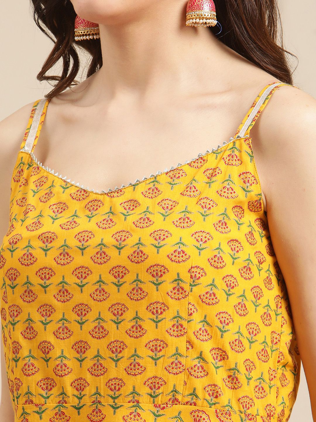 Dhiyona VA Women'sFloral Pure Cotton Short Kurti with Sharara