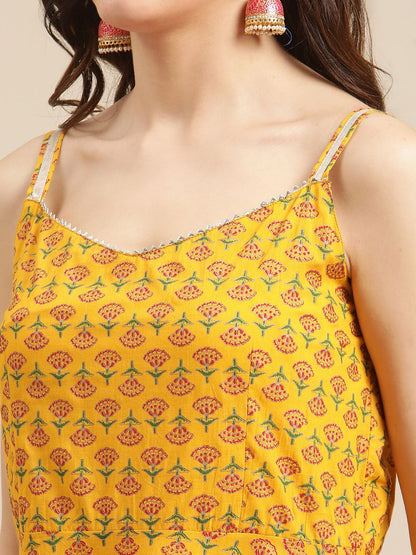 Dhiyona VA Women'sFloral Pure Cotton Short Kurti with Sharara