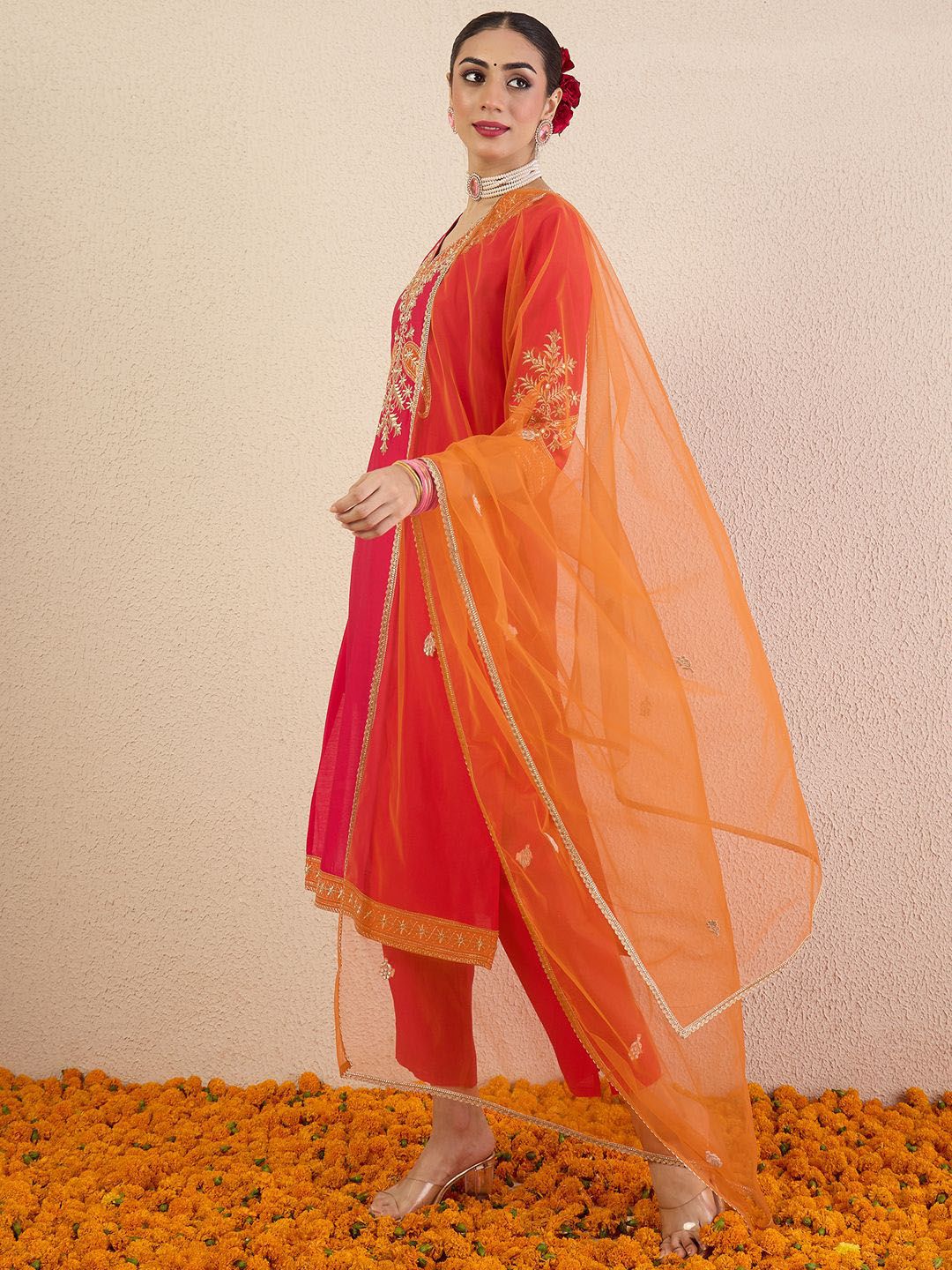 Women Ethnic Motifs Embroidered Kurta with Trousers & Dupatta