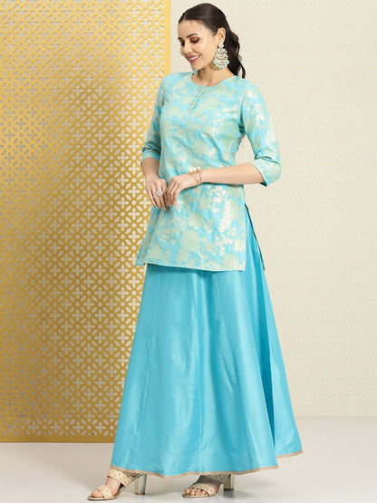 Dhiyona PD Women Women Floral Printed Gotta Patti Jashn Kurti with Skirt & Dupatta Set