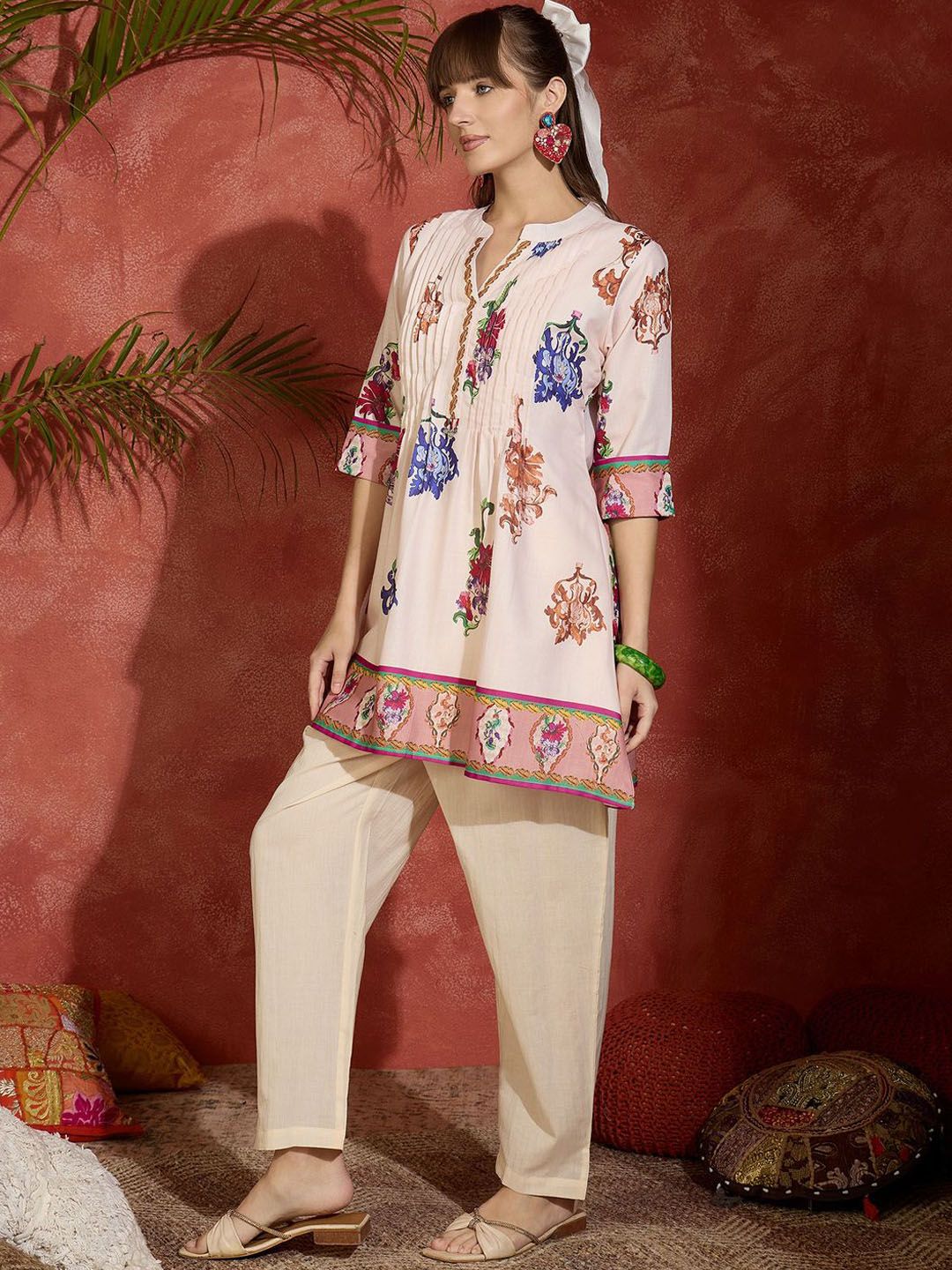 Dhiyona IE Printed A-Line Tunic & Trousers Co-Ord Set