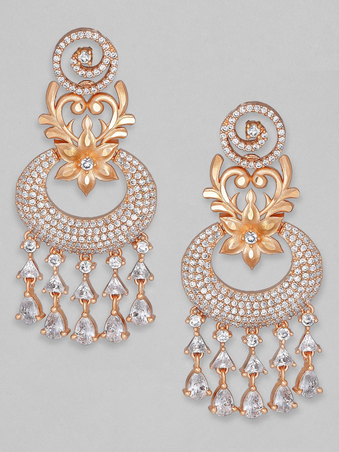Dhiyona RJ Women's Rose Gold-Plated Contemporary Chandbalis