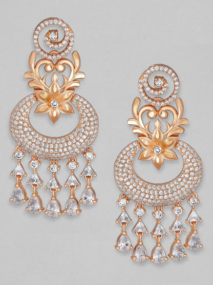 Dhiyona RJ Women's Rose Gold-Plated Contemporary Chandbalis