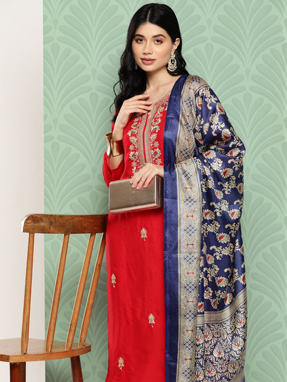 Dhiyona VA Women's Floral Yoke Design Regular Kurta with Trousers & With Dupatta