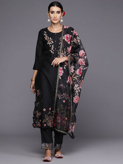 Dhiyona IE Women Floral Embroidered Regular Kurta with Trousers & Dupatta