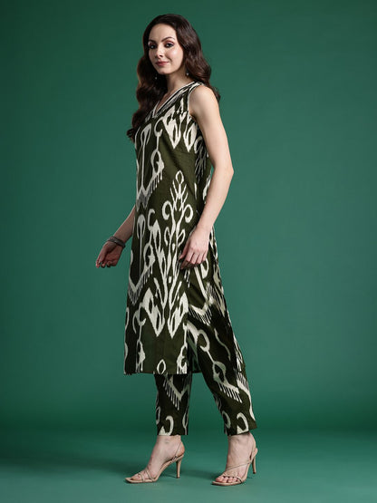 Dhiyona IE Printed Pure Cotton Kurta with Trousers & With Dupatta