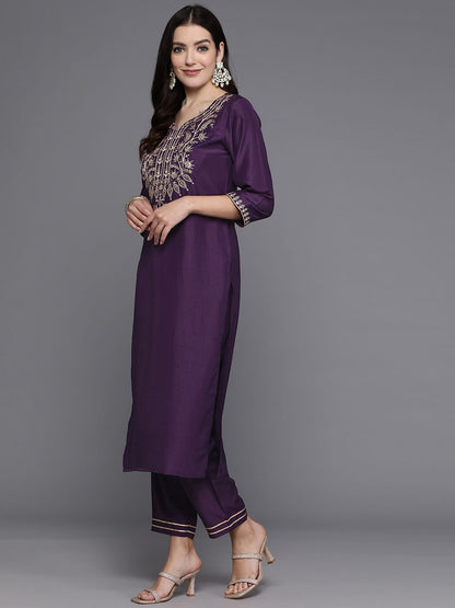 Dhiyona IE Women Floral Yoke Design Regular Kurta with Trousers & With Dupatta