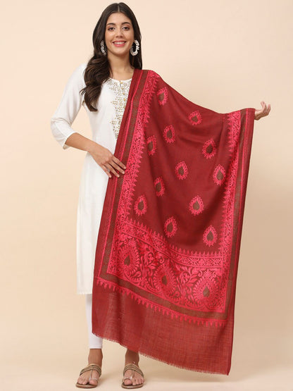 Dhiyona PA Ethnic Motifs Embroidered Woollen Shawl