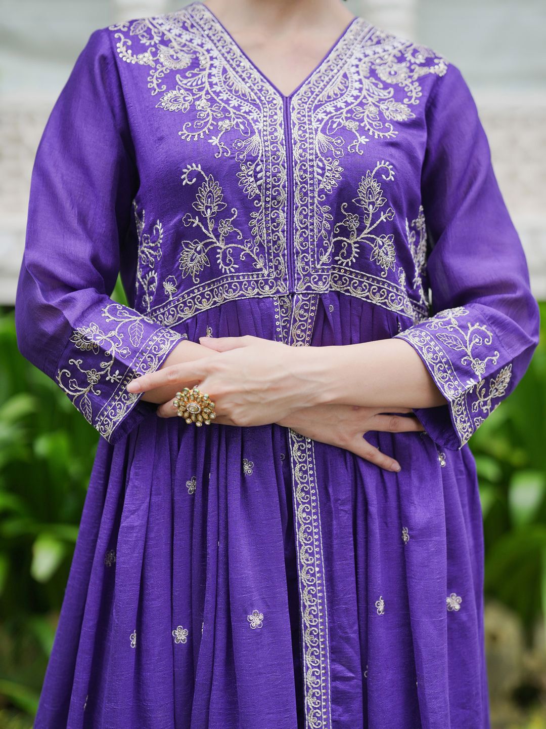 Women Ethnic Motifs Embroidered Empire Kurta with Trousers