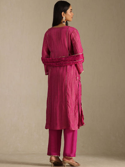 Dhiyona SO Women's Women Ethnic Motifs Yoke Design Regular Zardozi Kurta with Trousers & Dupatta