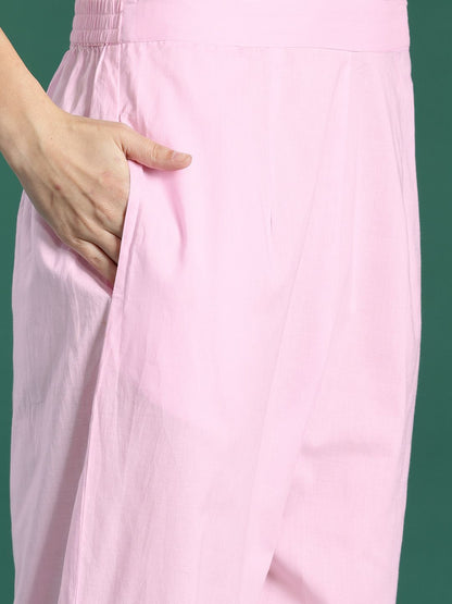 Floral Embroidered Panelled Thread Work Pure Cotton Kurta with Trousers & Dupatta