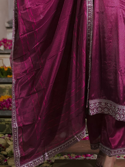 Women Embroidered Regular Sequinned Kurta with Trousers & With Dupatta