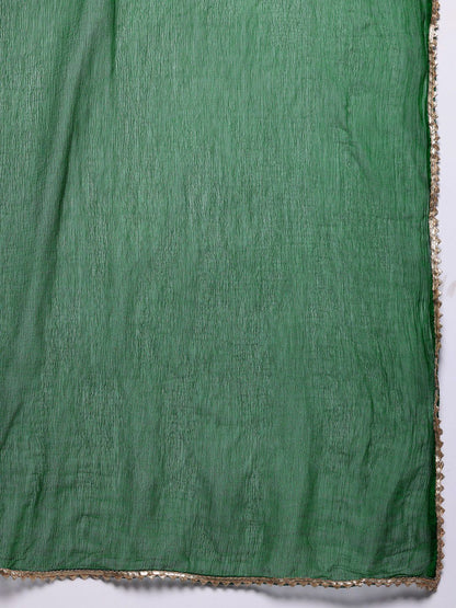 Dhiyona VA Women'sBandhani Printed Empire Gotta Patti Kurta With Trousers & Dupatta