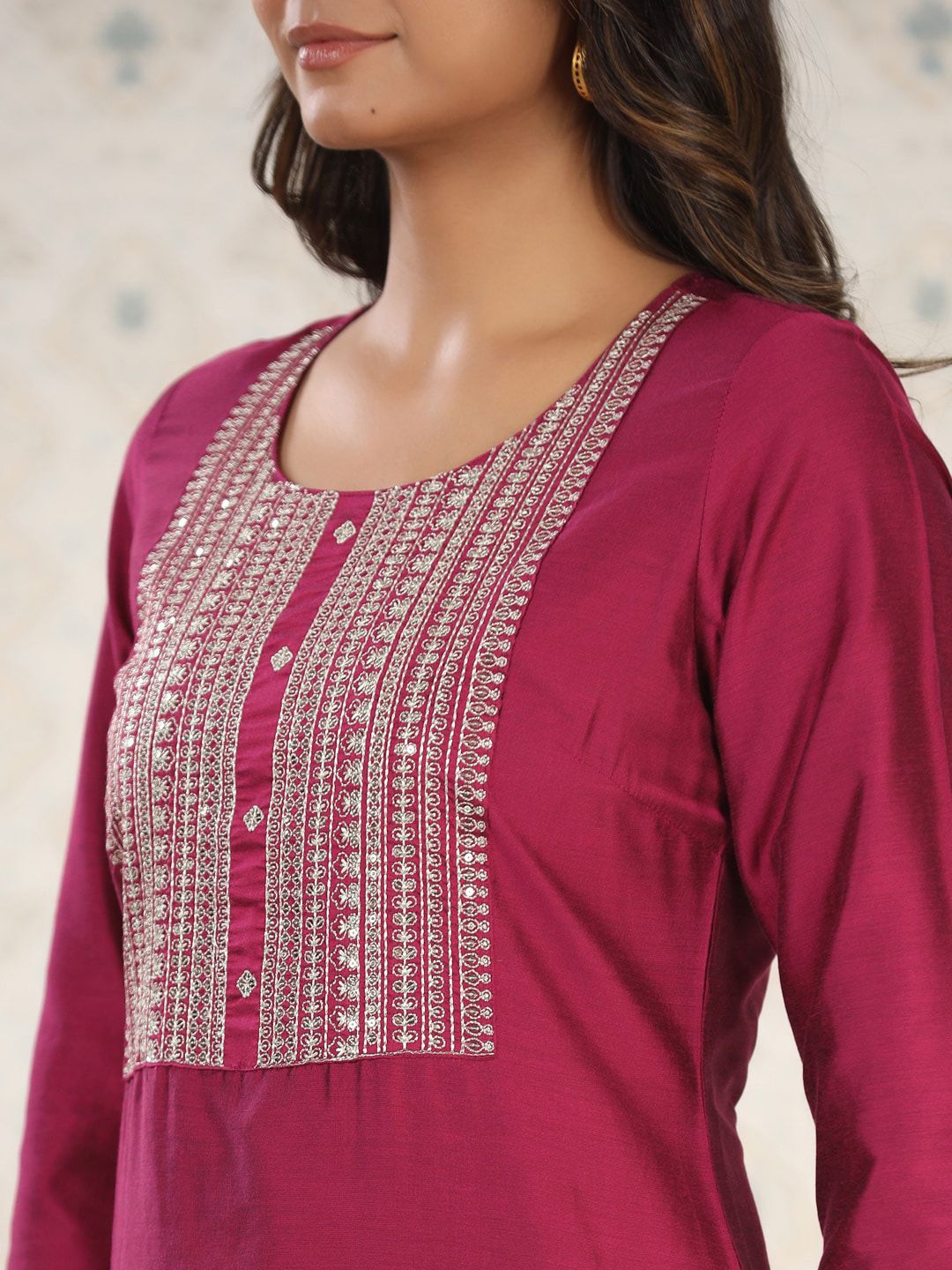 Dhiyona OD  Ethnic Motifs Yoke Design Straight Kurta With Trousers & Dupatta