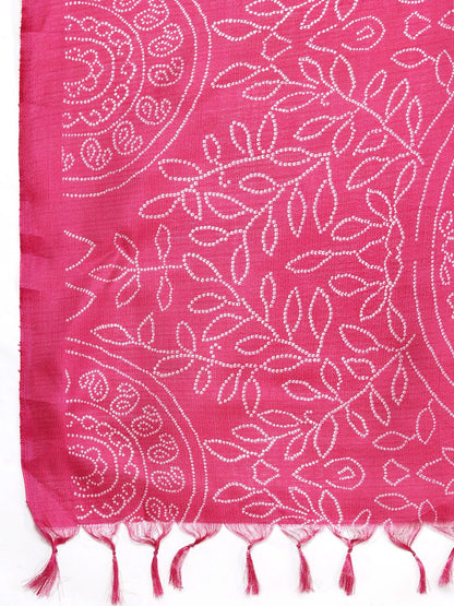 Dhiyona VA Women's Fuchsia Pink Ethnic Motifs Pure Cotton Kurta with Palazzos & With Dupatta