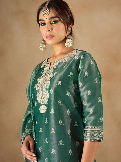 Women Ethnic Motifs Embroidered Regular Kurta with Trousers & With Dupatta