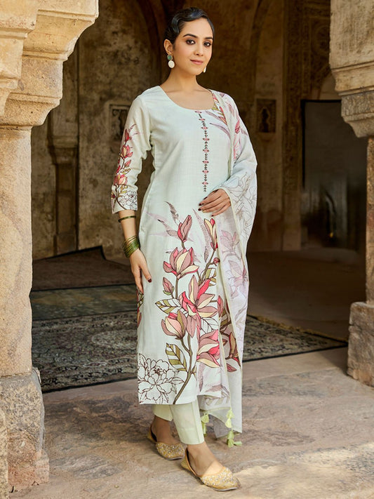Dhiyona WP Women Digitally Printed Cotton Linen Suit Set 4161