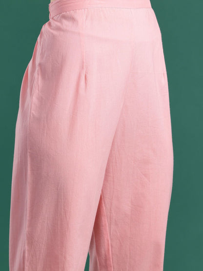 Floral Printed Beads & Stones Pure Cotton Kurta With Trousers & Dupatta