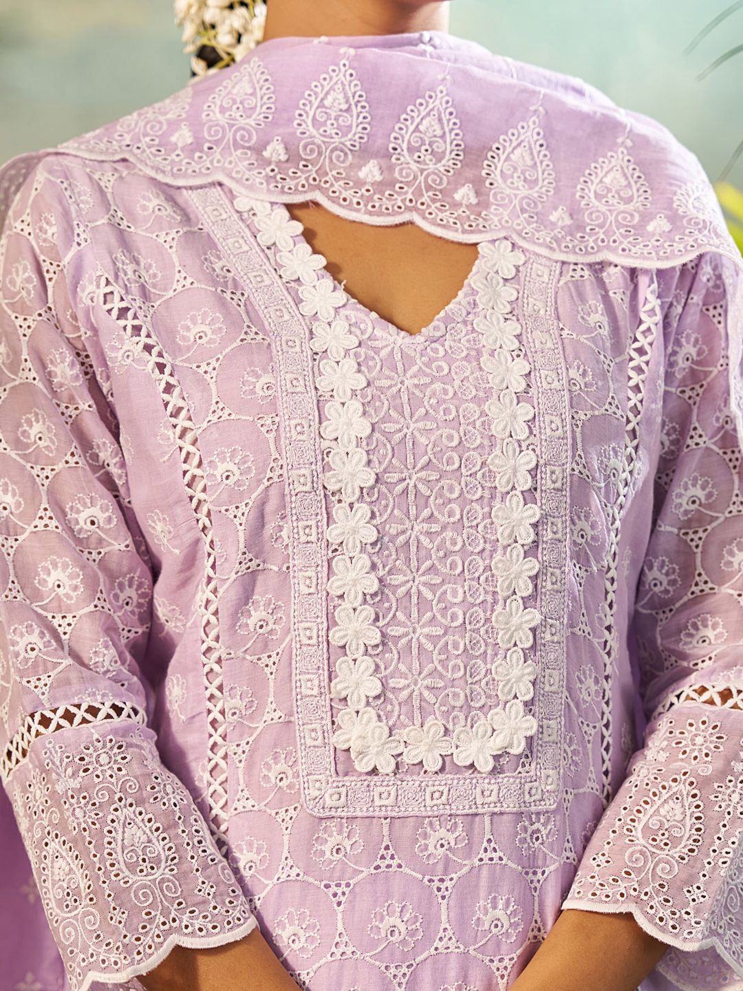 Women Ethnic Motifs Embroidered Cotton Kurta with Trousers & Dupatta