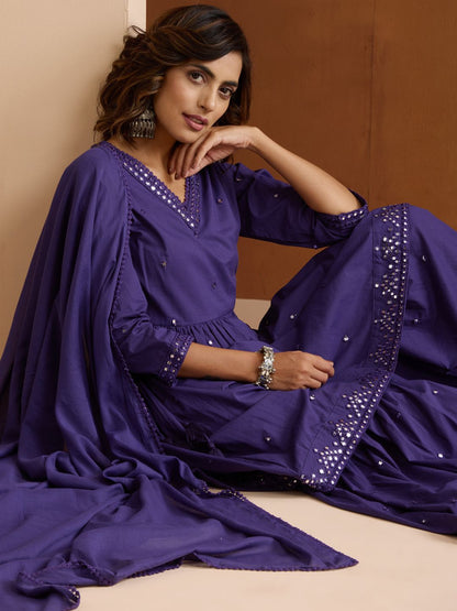 Dhiyona IS Women's Women Ethnic Motifs Embroidered Cotton Kurta with Trousers & Dupatta