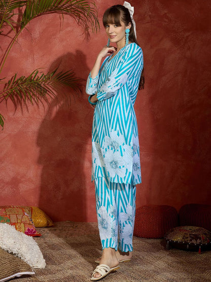 Dhiyona IE Printed Pure Cotton Kurta & Trouser Co-Ords