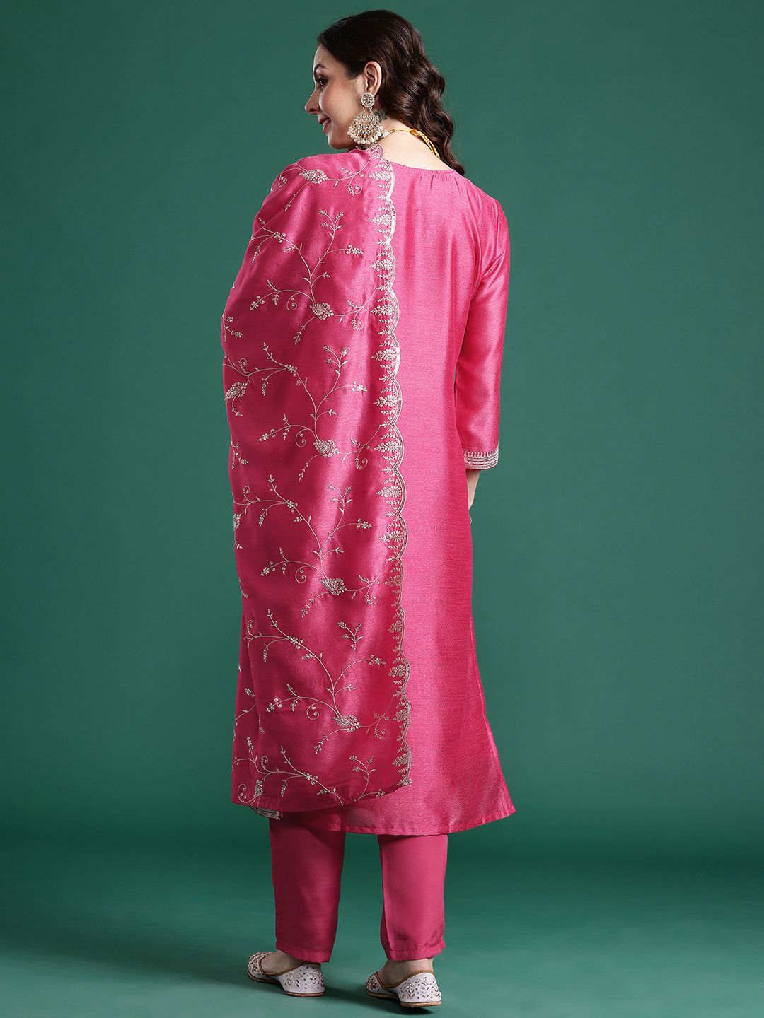 Ethnic Motifs Embroidered Kurta with Trousers & Dupatta
