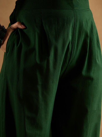 Floral Printed V-Neck Pure Cotton Straight Kurta With Trouser & Dupatta