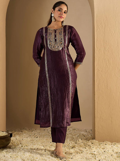 Dhiyona IE Women's Women Ethnic Motifs Embroidered Regular Thread Work Kurta with Trousers & Dupatta