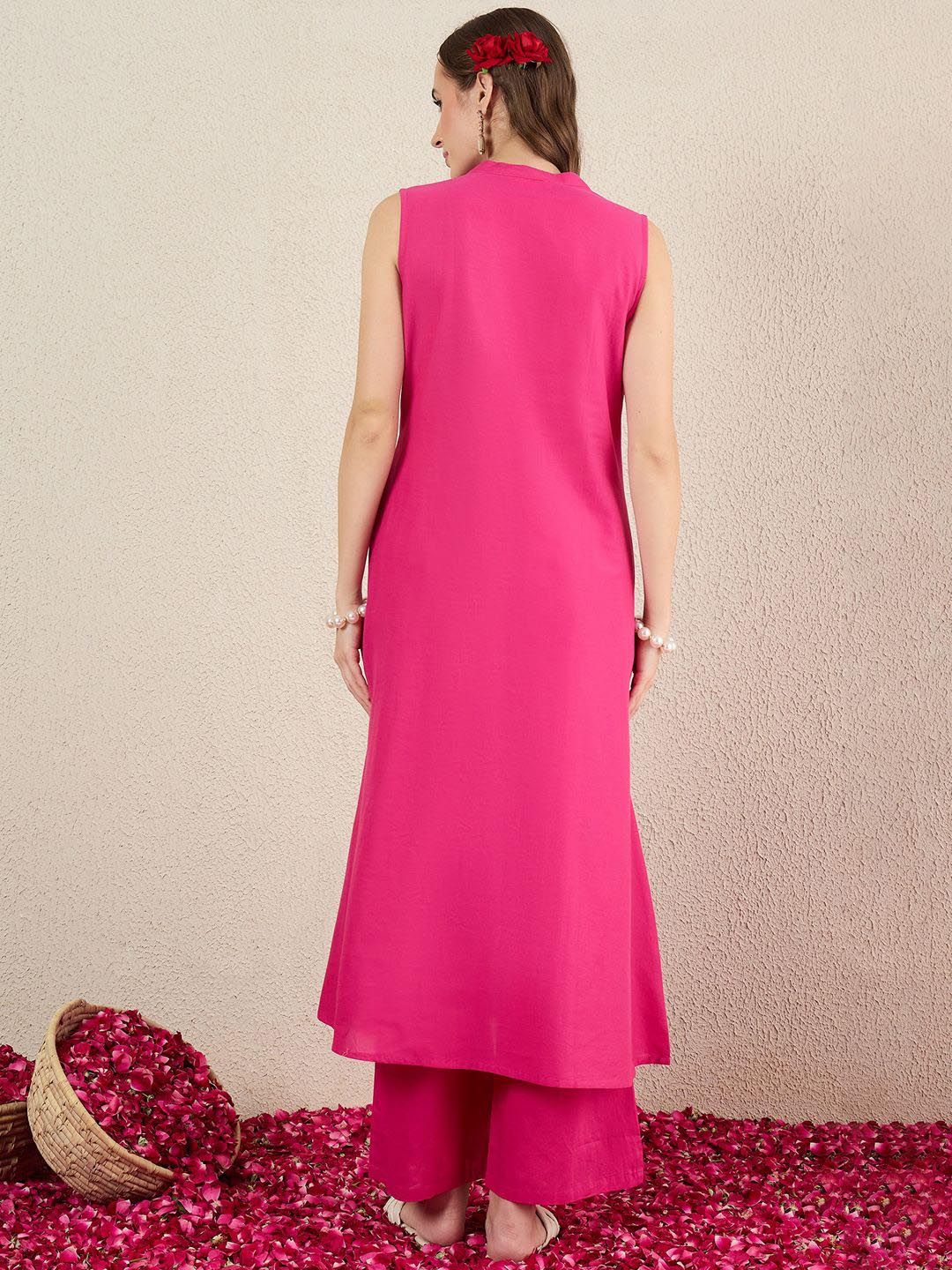 Women Ethnic Motifs Embroidered Regular Pure Cotton Kurta with Palazzos