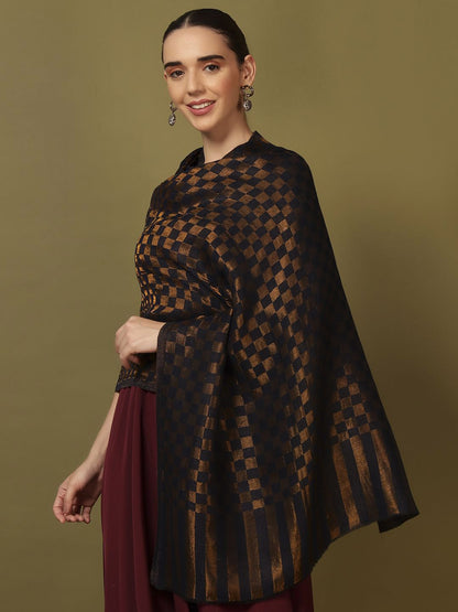 Dhiyona PA Checked Woven Design Shawl