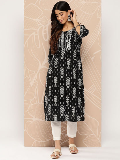 Dhiyona LB Women's Ethnic Motifs Embroidered Flared Sleeves Gotta Patti Kurta