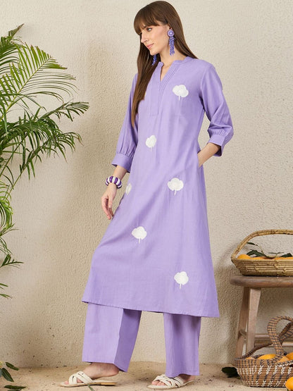 Women Floral Embroidered A-Line Kurta with Palazzos