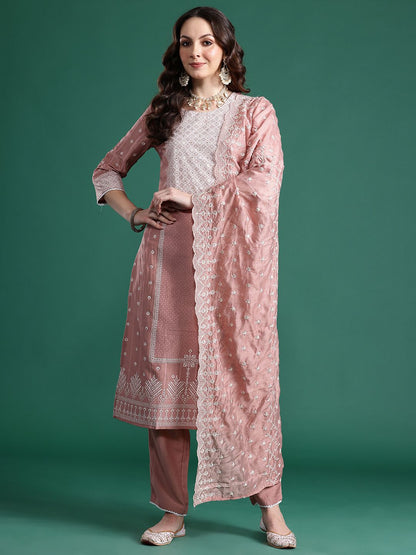 Ethnic Motifs Regular Kurta with Trousers & Dupatta