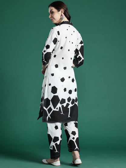Geometric Printed Regular Pure Cotton Kurta with Palazzos