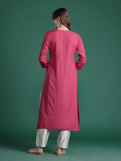 Dhiyona IE Floral Embroidered Thread Work Kurta