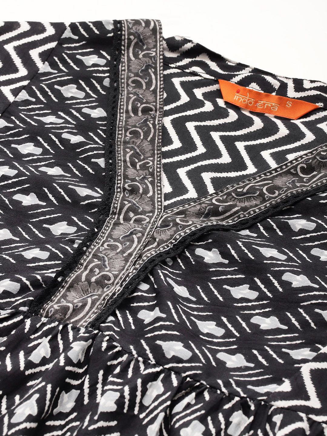 Printed Panelled Pure Cotton Kurta with Trousers